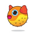 Puffer fish cute cartoon