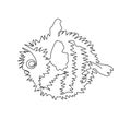 Puffer fish, hedgehog fish continuous line drawing. One line art of fish, seafood, poisonous fish.