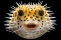 Puffer fish isolated on a black background. Close-up. Royalty Free Stock Photo