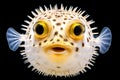 Puffer fish isolated on a black background. Close-up. Royalty Free Stock Photo