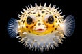 Puffer fish isolated on a black background. Close-up. Royalty Free Stock Photo