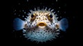 Puffer fish underwater. Generative AI