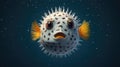 Puffer fish underwater. Generative AI