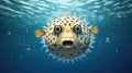 Puffer fish underwater. Generative AI