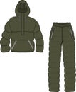 Unisex Wear Snow Suit Puffer Jacket and Jogger Set Royalty Free Stock Photo