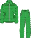 Unisex Wear Snow Suit Puffer Jacket and Jogger Set Royalty Free Stock Photo