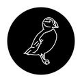 Puffin bird black line icon. Royalty Free Stock Photo