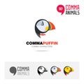 Puffin bird concept icon set and modern brand identity logo template and app symbol based on comma sign Royalty Free Stock Photo