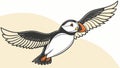 Puffin Bird in Flight with Wings Spread Wide Vector, vector design Generative AI Royalty Free Stock Photo