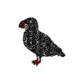 Puffin bird spiral pattern color silhouette animal