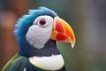 puffin with colorful beak, sandeel visible Royalty Free Stock Photo