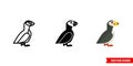 Puffin icon of 3 types color, black and white, outline. Isolated vector sign symbol Royalty Free Stock Photo