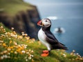 Ai Generated illustration Wildlife Concept of Puffin