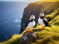 Puffins Fratercula arctica Made With Generative AI illustration