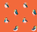 Puffins seamless pattern