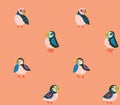 Puffins seamless pattern