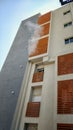 Water heater exploded on the balcony of an apartment building.