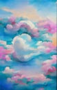 Puffy clouds - abstract watercolor painting