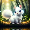 Puffy cute squirrel in the magical place