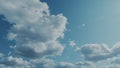 Puffy Fluffy White Clouds. Nature Weather Blue Sky. Sunny Blue Sky White Clouds.