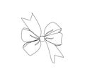 Puffy gift bow one line art. Continuous line drawing of new year holidays, christmas, birthday, celebration, packaging Royalty Free Stock Photo