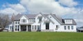 Puffy White Clouds Skies Rural Estate Farmhouse Mansion Farm Home House Chilliwack Canada Royalty Free Stock Photo