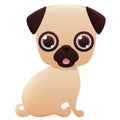 Pug cute cartoon character