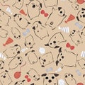 Pug Dog Bow Tie Party Hat Balloon seamless pattern Royalty Free Stock Photo