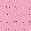 Pug Dog Bow Tie seamless pattern. Royalty Free Stock Photo