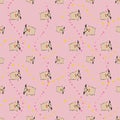 Pug Dog Bow Tie Spots seamless pattern. Royalty Free Stock Photo