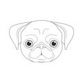 Pug dog easy coloring cartoon vector illustration. Isolated on white background Royalty Free Stock Photo