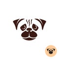 Pug dog face logo.