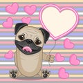 Pug Dog with heart frame Royalty Free Stock Photo