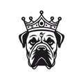 Pug Dog Wearing a Crown Vector Silhouette - image is generated using AI. Royalty Free Stock Photo