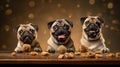 Pug Dogs Party in Action. Generative AI Royalty Free Stock Photo