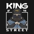 Pug king of the street vector illustration