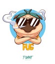 Pug life. Print on T-shirts, sweatshirts and souvenirs. Brutal pug gangster with gold chain