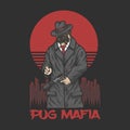 Pug mafia vector illustration