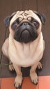 Pug perfection Adorable 3 year old pug gazes at the camera