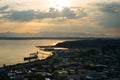 Puget Sound at sunset, Queen Anne and Magnolia districts in Seattle Royalty Free Stock Photo