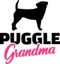 Puggle Grandma with silhouette Royalty Free Stock Photo