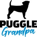 Puggle Grandpa with silhouette Royalty Free Stock Photo