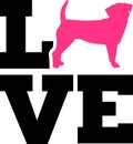Puggle love with pink silhouette Royalty Free Stock Photo