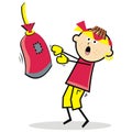 Pugilist, boy and boxing bag Royalty Free Stock Photo