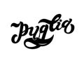 Puglia. The name of the Italian region. Hand drawn lettering