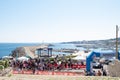 Final stage of the tricolor relay at Santa Maria di Leuca 28 June 2020. Royalty Free Stock Photo