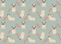 Pugs meditation yoga pattern. Cute dogs.