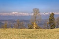 The Puigmal Peak as seen from Sant Boi de LluÃ§anes Royalty Free Stock Photo