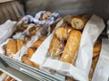 Multitude of French bread baguete in the bakery section of a supermarket Royalty Free Stock Photo