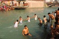 Puja ceremony on the banks of Ganga river Royalty Free Stock Photo